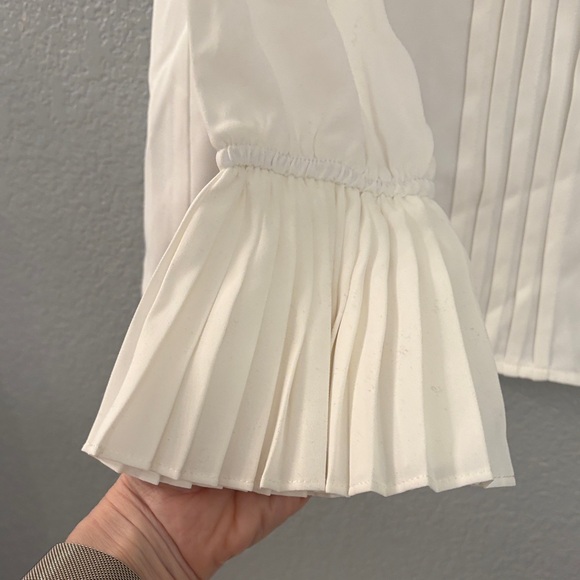 Commense White Pleated Button Down Shirt - Picture 4 of 6